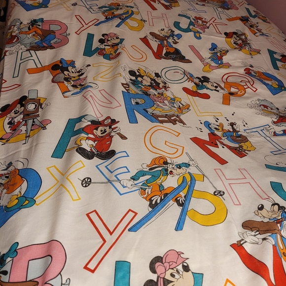 VTG Pacific Disney Alphabet Double Flat Sheet Mickey Minnie Donald Goofy - Picture 6 of 8